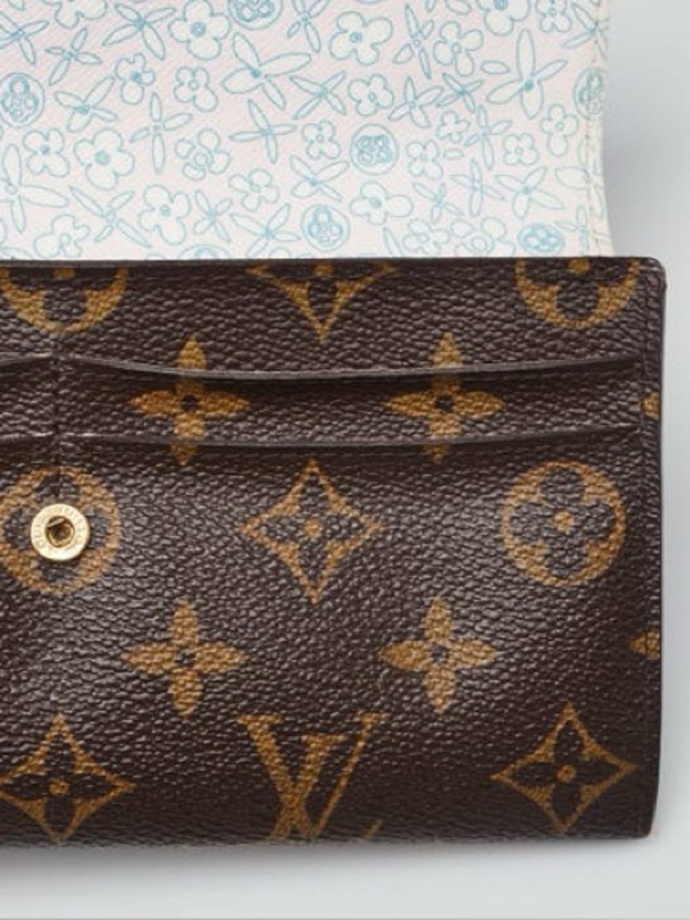 LOUIS VUITTON Monogram Canvas Fleuri Sarah Wallet